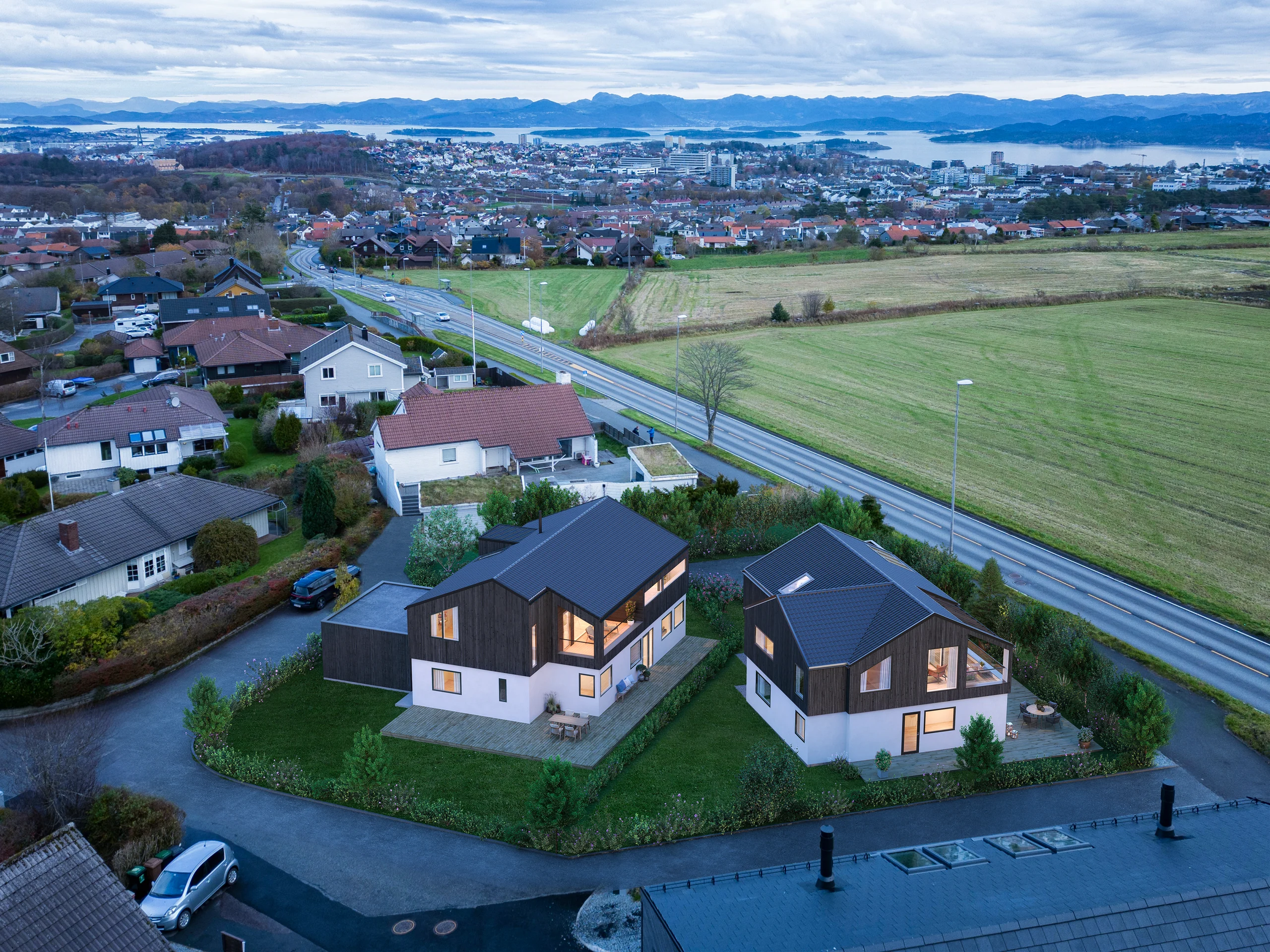 Eksteriørvisualisering av Haga Bolig: Plutoveien 26A & B, bilde 1 av 2.