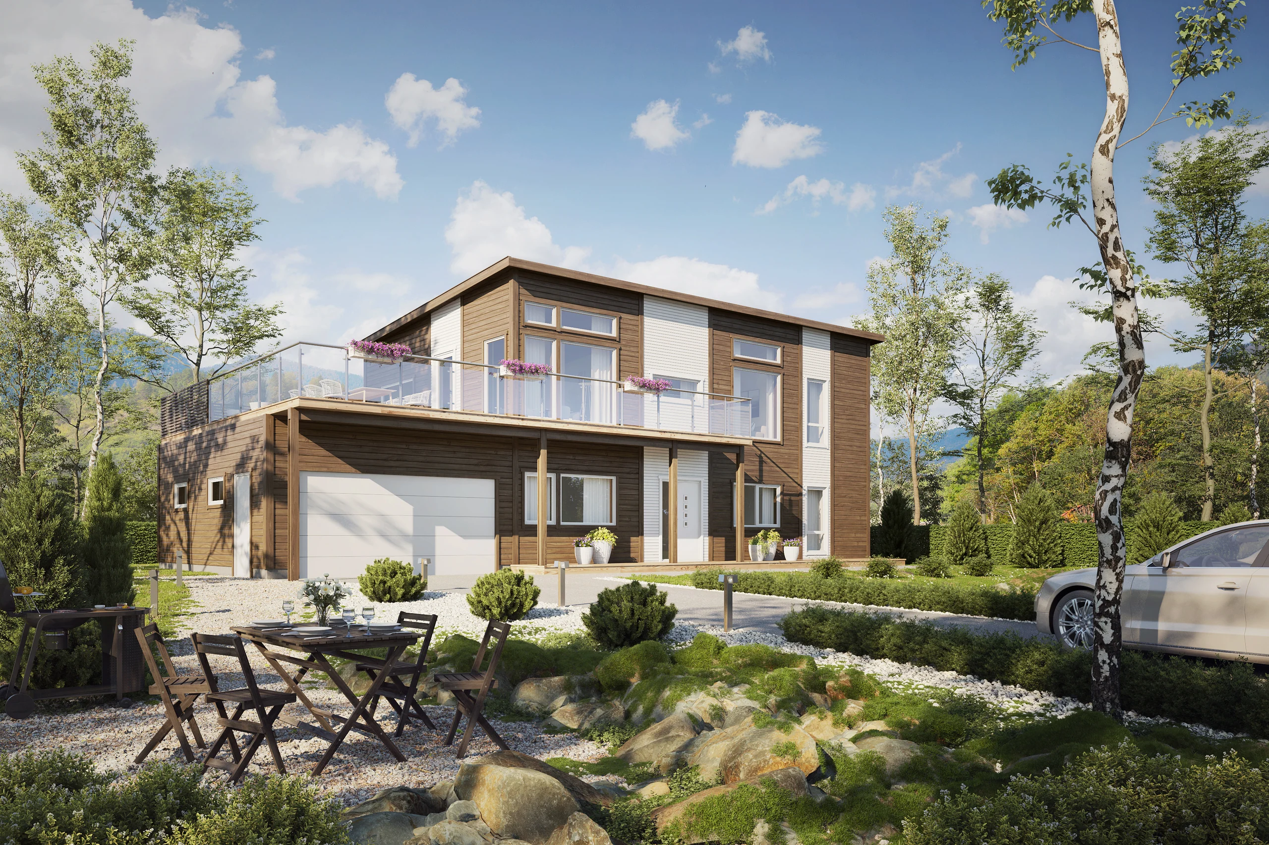 Eksteriørvisualisering av Overhalla Hus.