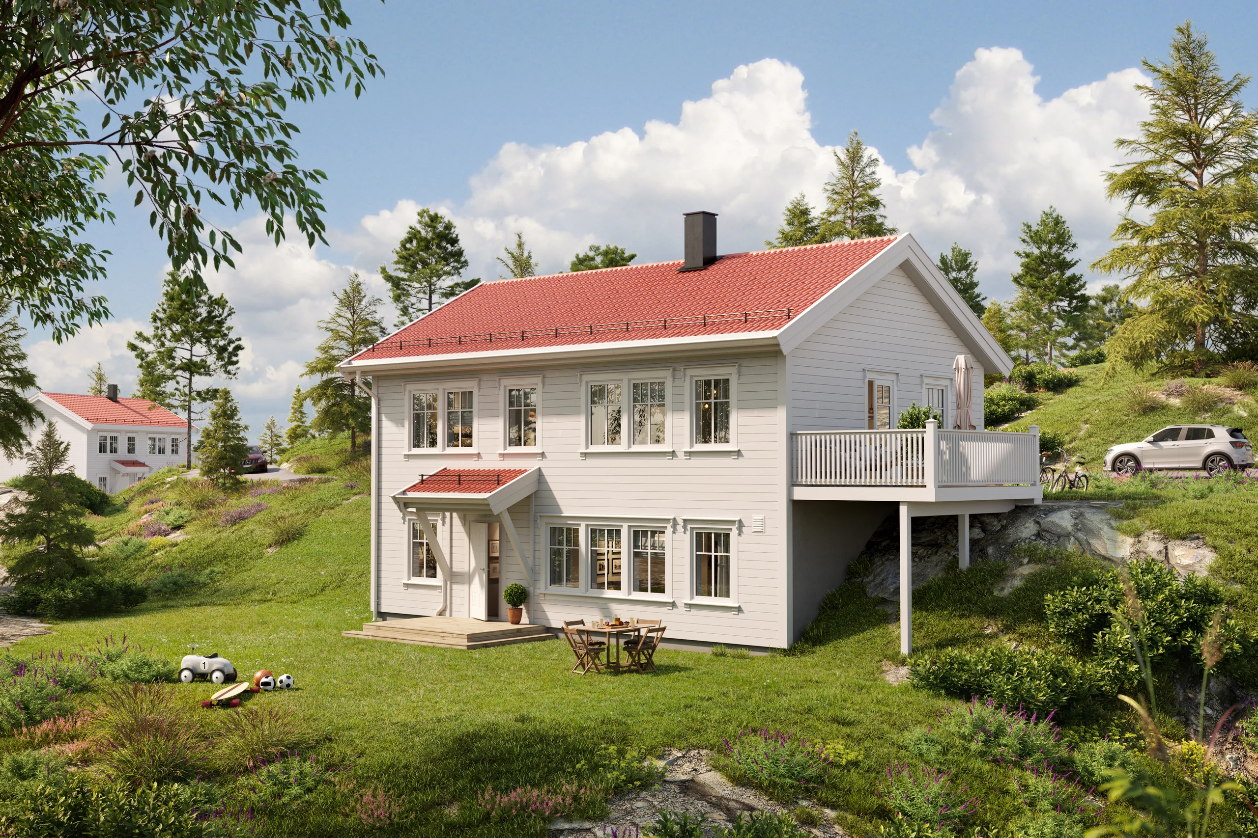 Eksteriørvisualisering av Skalahus: Marsmorgen.