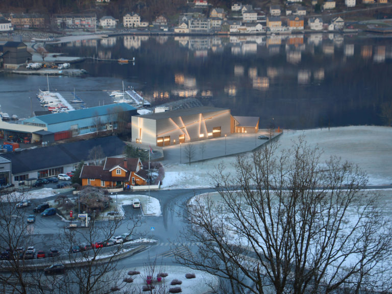 En båt lagt til kai i vannet, visualisert for salg i 2017.