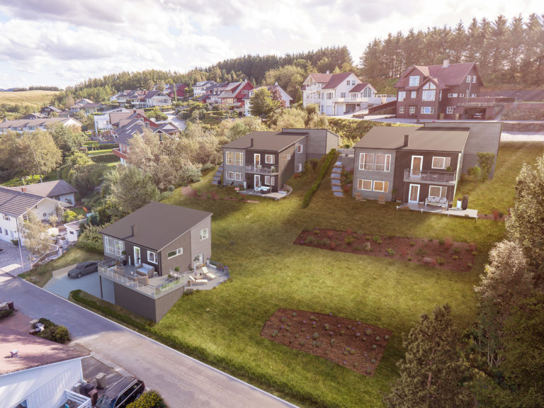 Visualisering for salg av hus i åsside av BoligPartner i 2017.