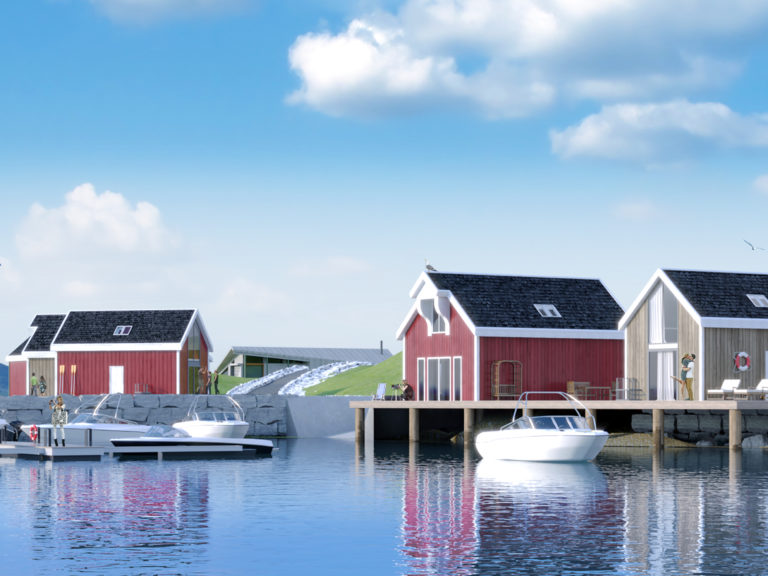en båt er i vannet.