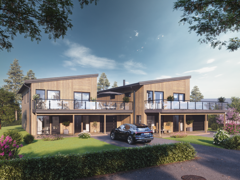 3D-visualisering fra BoligPartner: Utfarten, perspektiv 1.