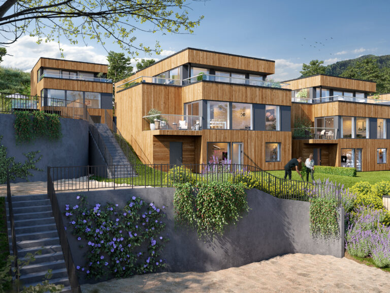 en gjengivelse av et hus i en åsside.