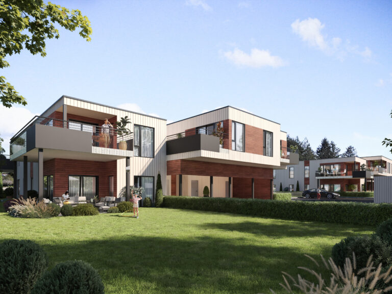 en 3d-gjengivelse av et moderne hus.