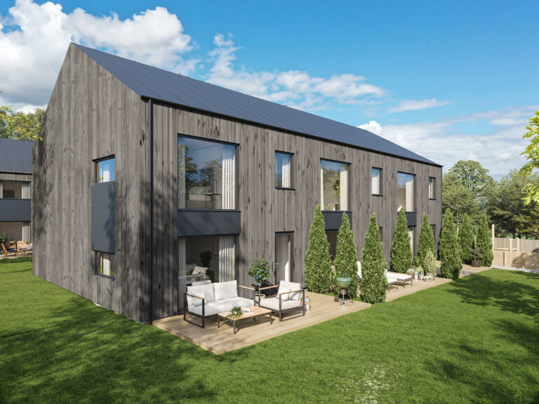 en 3d-gjengivelse av et moderne hjem.