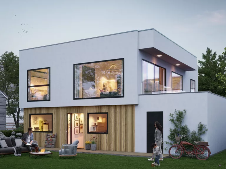 3D-eksteriør av norsk hus